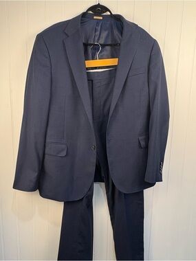 Joseph Abboud Joe Organica Blue Slim Fit Suit 44R 38W Wool Blend